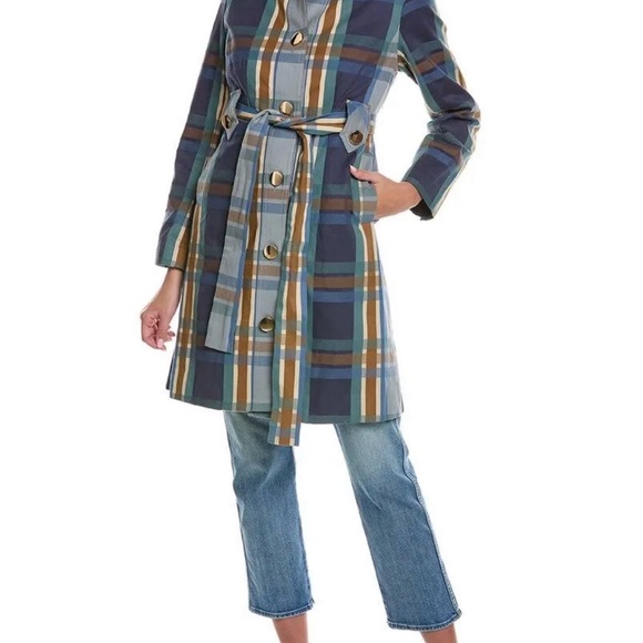 CAbi Jackets & Blazers - CAbi Blue Plaid Belted Coat